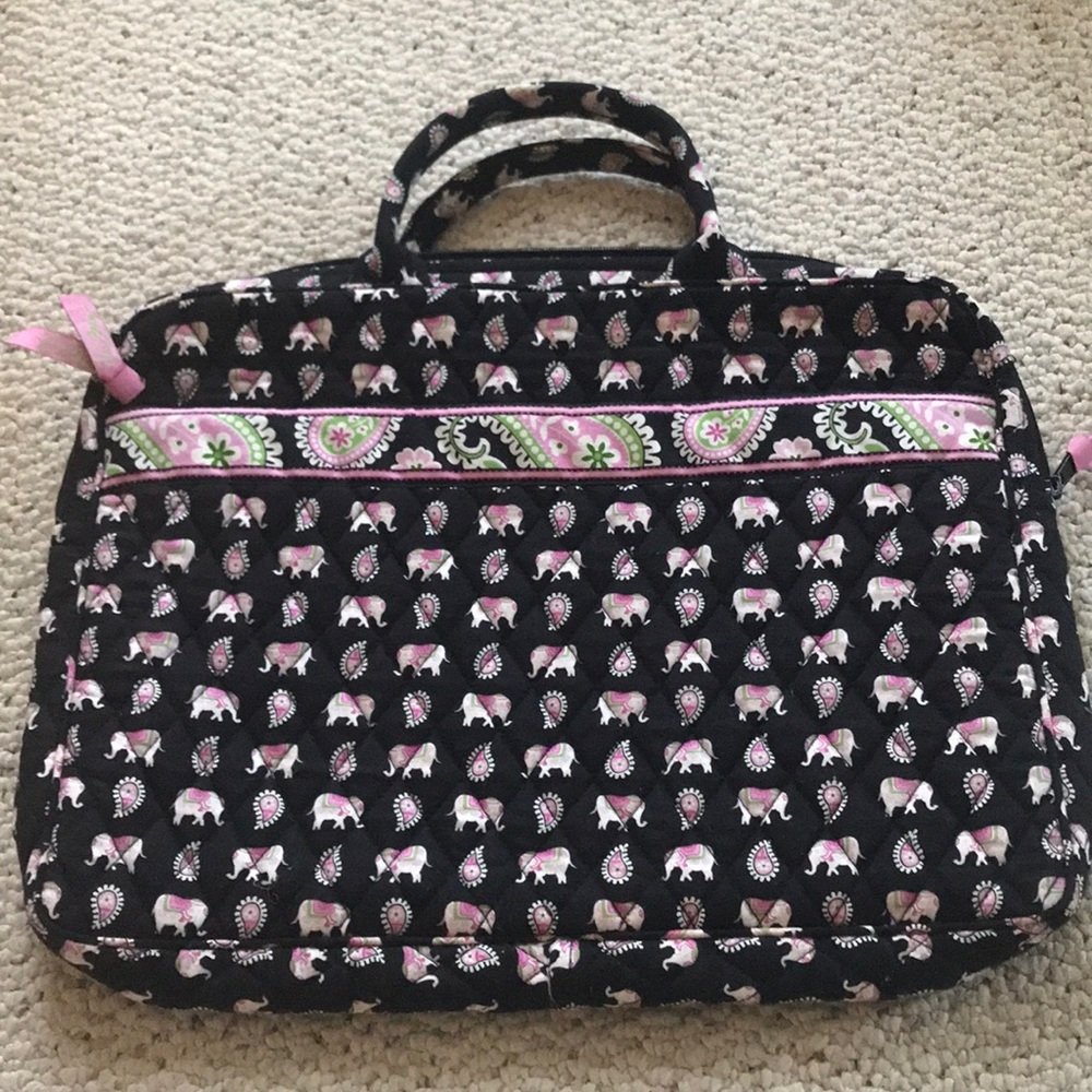 Vera Bradley Laptop Bag in Pink Elephant print